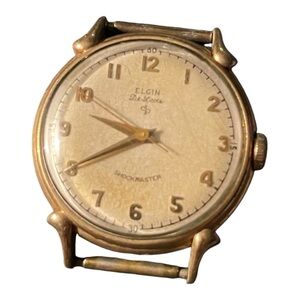 Elgin 1950’s Vintage De Luxe Shockmaster Automatic 10K GP Watch Face - Works!